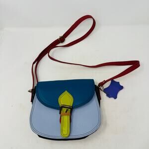 Soruka Colorblock Leather Crossbody Bag Blue Red Green Adjustable Strap Artisan‎